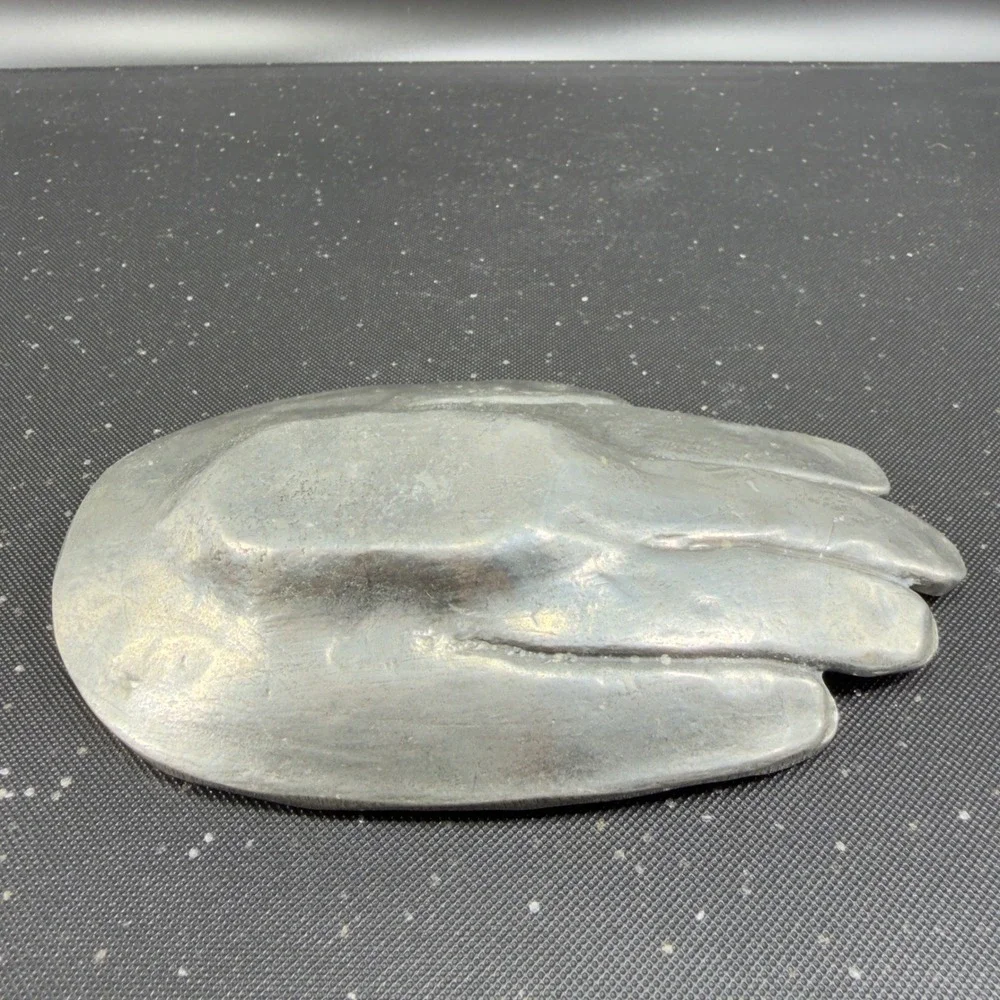 Patrick Meyer Pewter Art Hand Brutalist Modernist Jewelry Trinket Dish Catchall‎